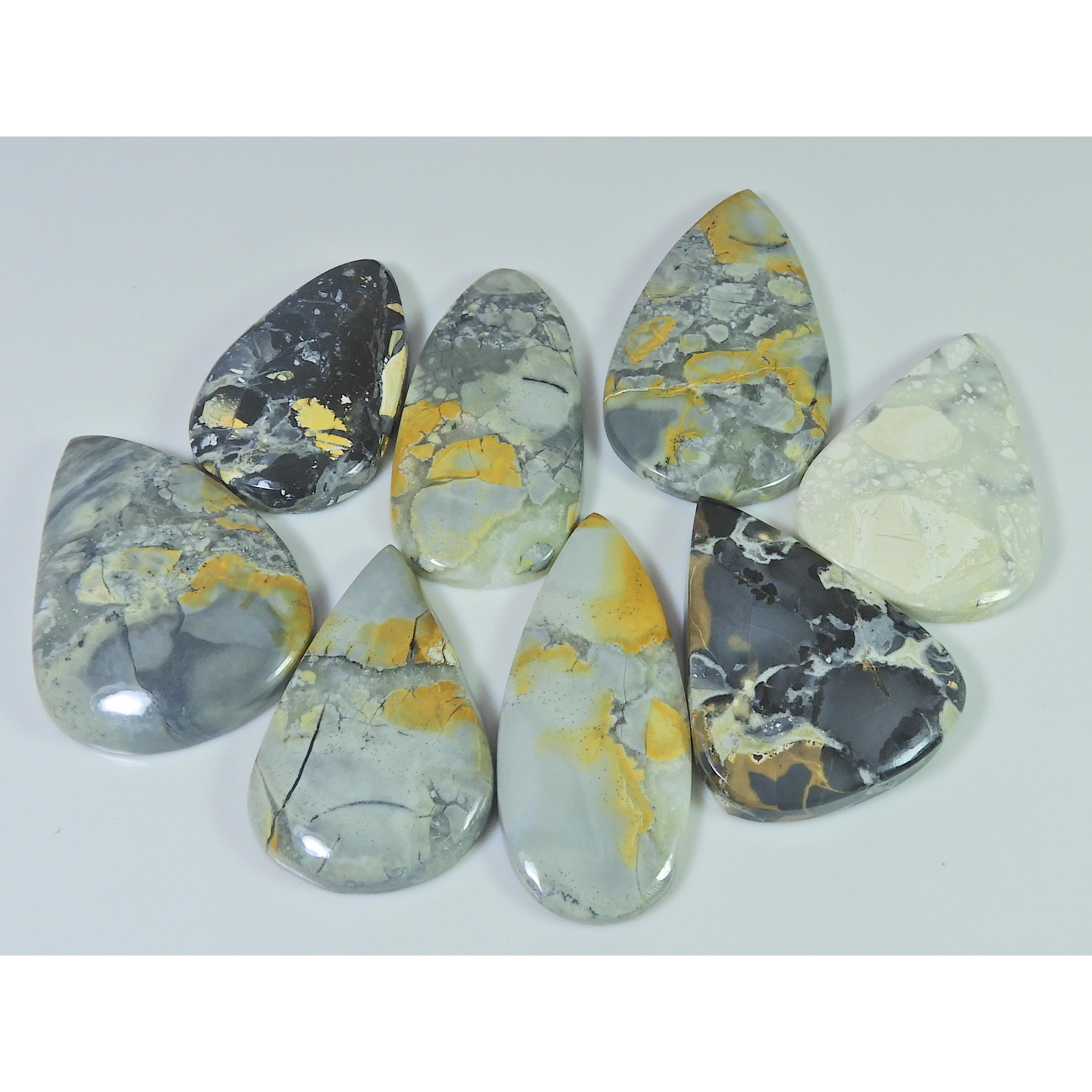 

08Pcs Natural Maligano Jasper Pear Shape crytsal Loose Gemstone Lot 35-47MM RQ-2512