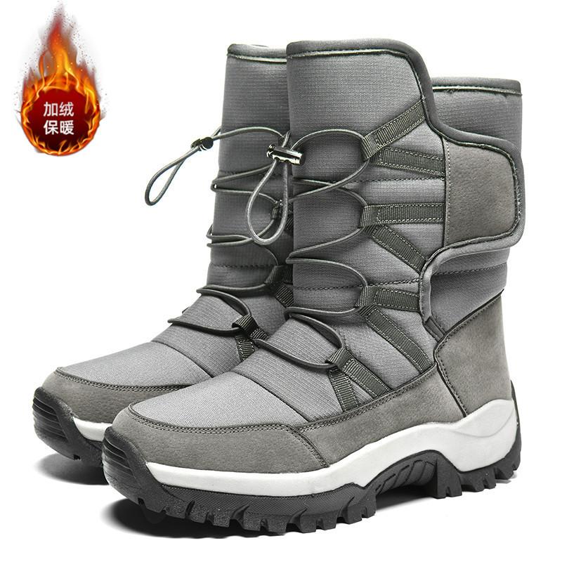 Men'S Winter Shoes Waterproof Men'S Boots Warm Plush Couple Snow Boots Outdoor Non-Slip Hiking Men Work Ankle