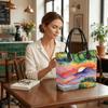  Watercolor Landscape Tote Bag Fashion Large Capacity Casual Shoulder Bag for Daily Use