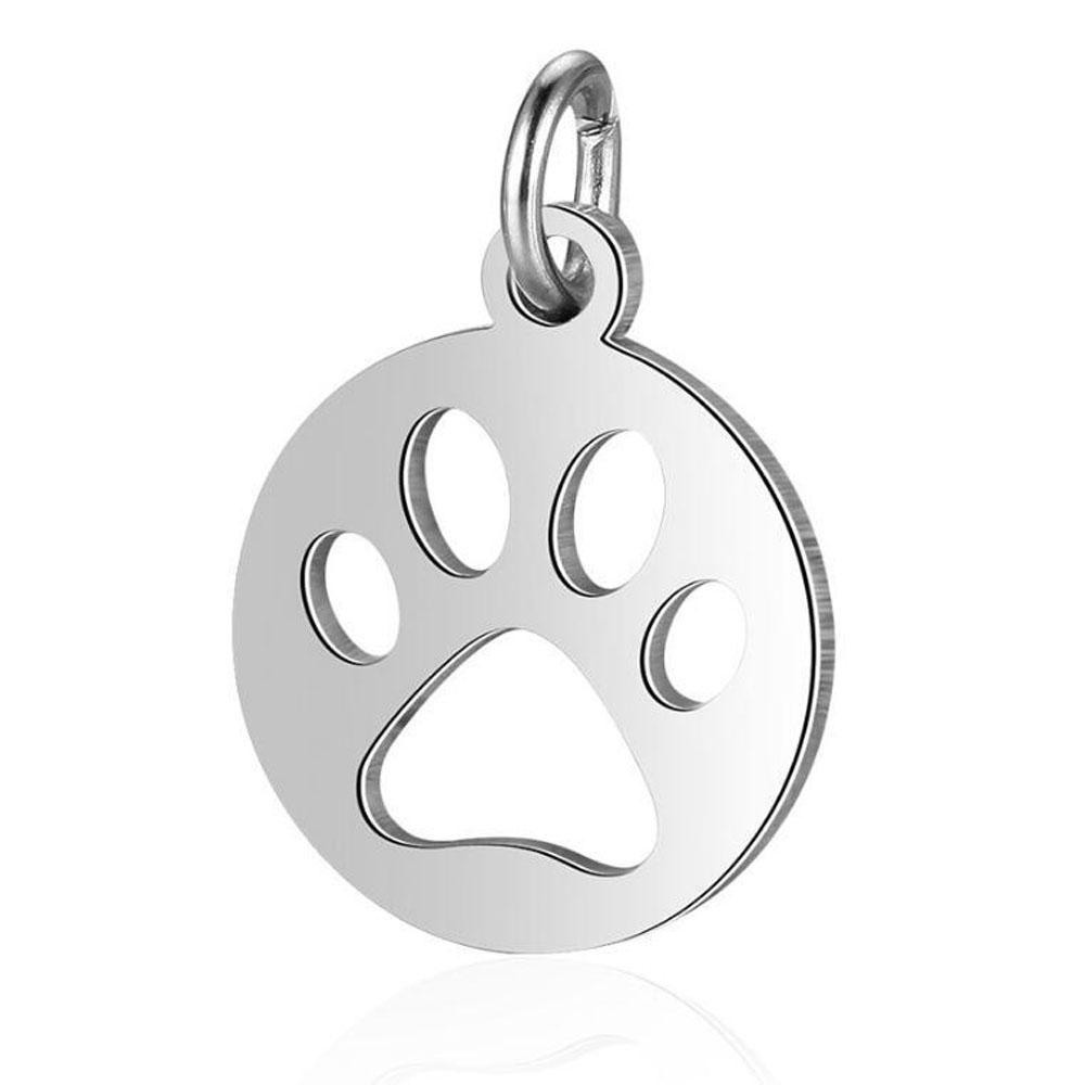 10Pcs/Lot Stainless Steel Pet Paw Print Charms High Polished Dog Paw Necklace Pendant DIY Jewelry Findings Supplies