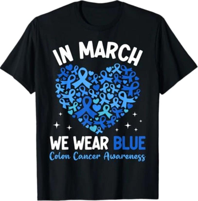 Colorectal Colon Cancer Awareness Blue Ribbon Colonoscopy T-Shirt S