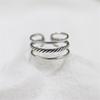 New Temperament Punk Twist Hollow Double 925 Sterling Silver Jewelry Wild Personality Opening Rings    R051