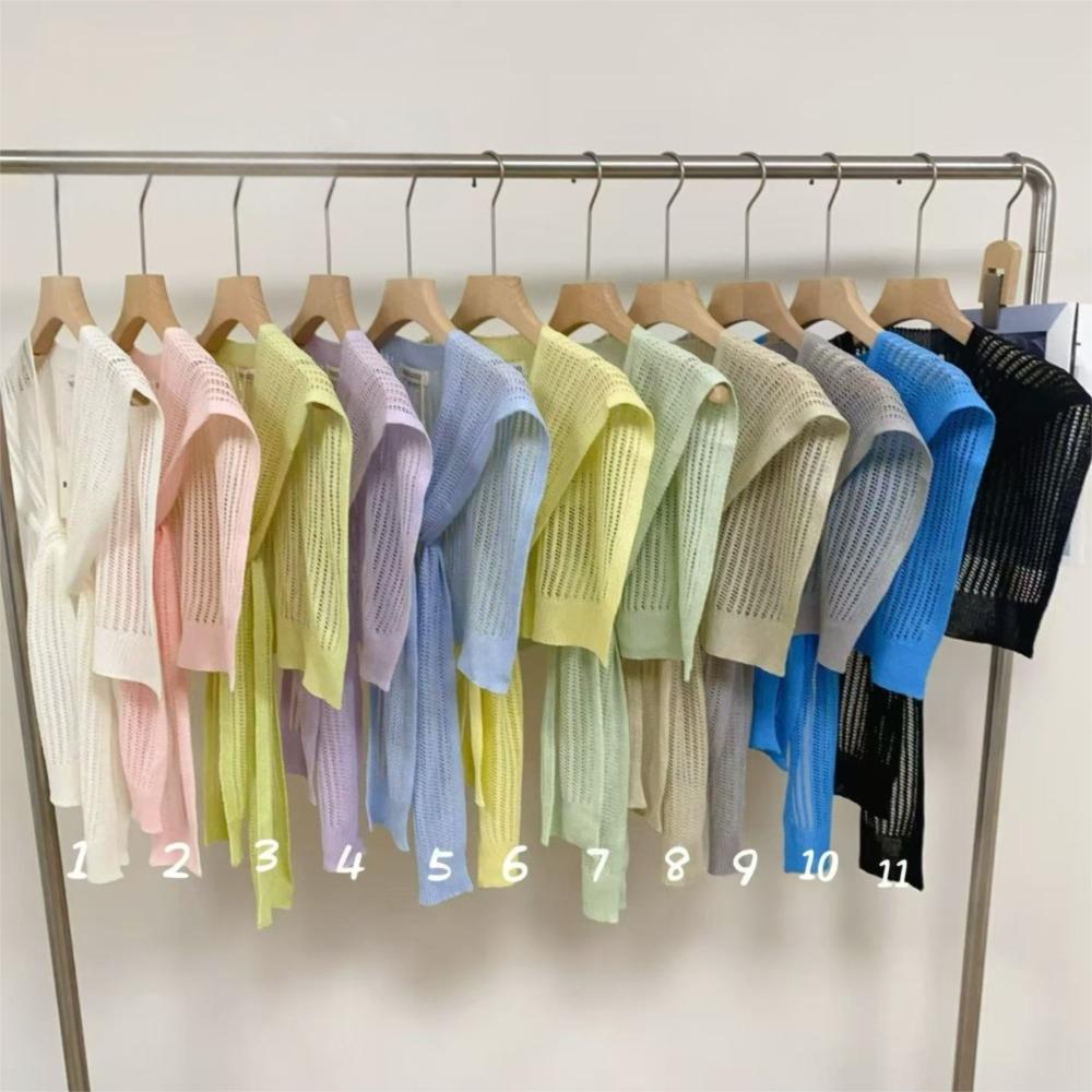 Solid Color Shoulder Scarf Summer Thin Knotted Cape Fashion Knitted Shawl for Women
