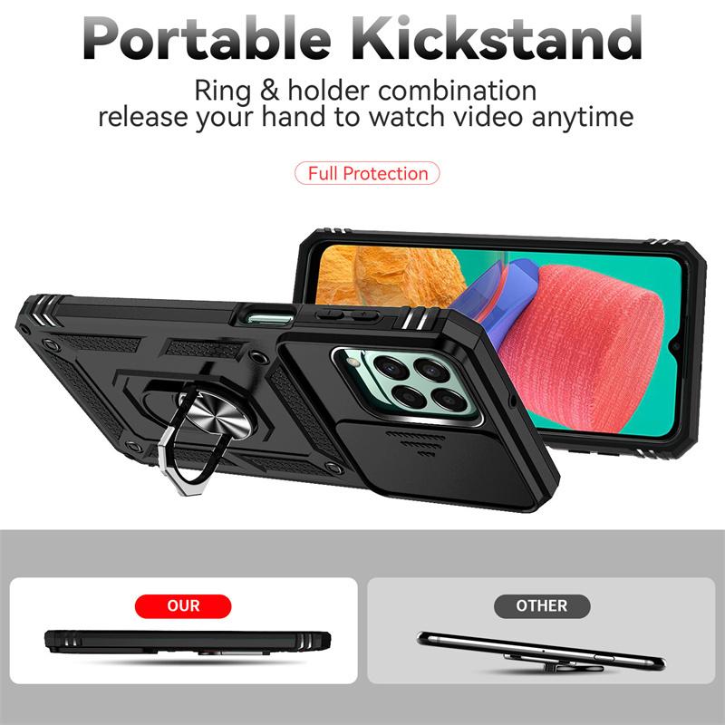 For Samsung Galaxy M33 M53 M23 5G Case Slide Camera Lens Funda For Samsung M13 4G M 23 33 53 Magnetic Ring Holder Protect Cover
