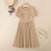 ZANZEA Women Casual Square Collar Summer Short Sleeve Pleated Dress