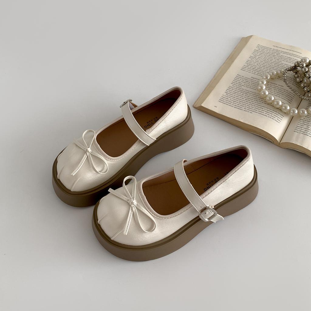 Queen Fan French round head shallow mouth platform single shoes women's summer 2025 new with skirt heightening Mary Jane shoes