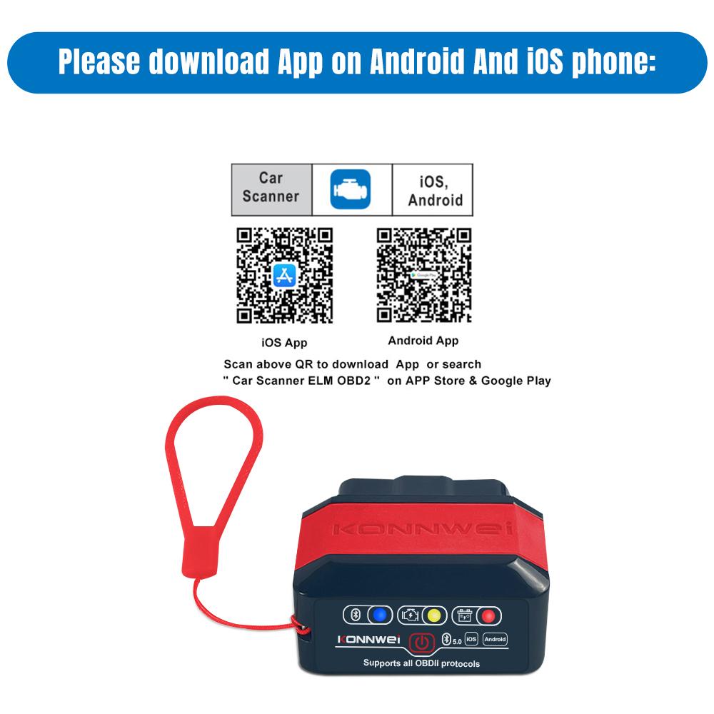 KONNWEI KW905 ELM327 V1.5 OBD2 Scanner Bluetooth 5.0 for IOS Android Car Diagnostic Tool ELM 327 V1 5 Code Reader Pk Vgate iCar2