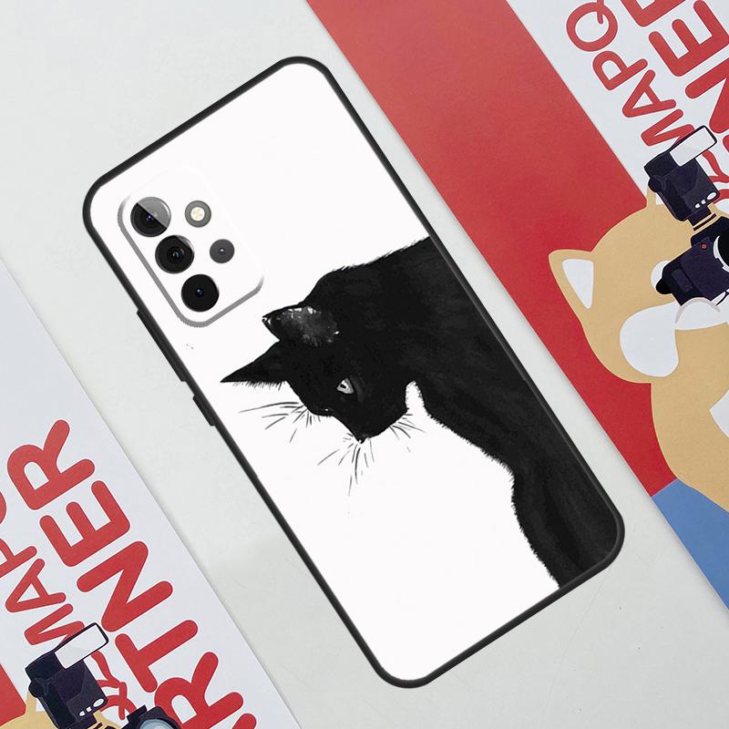 Black Cat Face Kitty Case For Samsung Galaxy A52 A32 A12 A56 A36 A16 A13 A23 A33 A53 A54 A34 A14 A15 A35 A55 A17