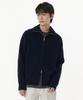 Relaxed Ribbed Knit Zip-Up [Navy]