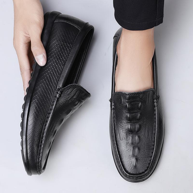 Genuine Leather Slip On Mens Loafers Crocodile Pattern Casual Shoes Comfort Mocasines Luxury Brand Hot Sale Man Social Business