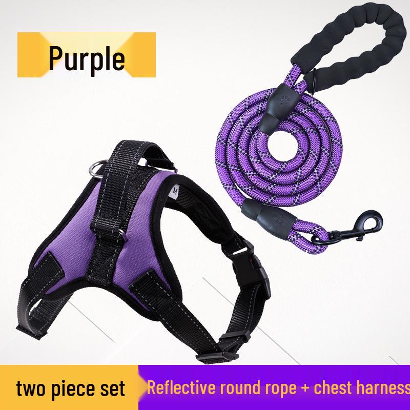 Reflective Rope Dog Leash & Harness for Small, Medium, Large Breeds