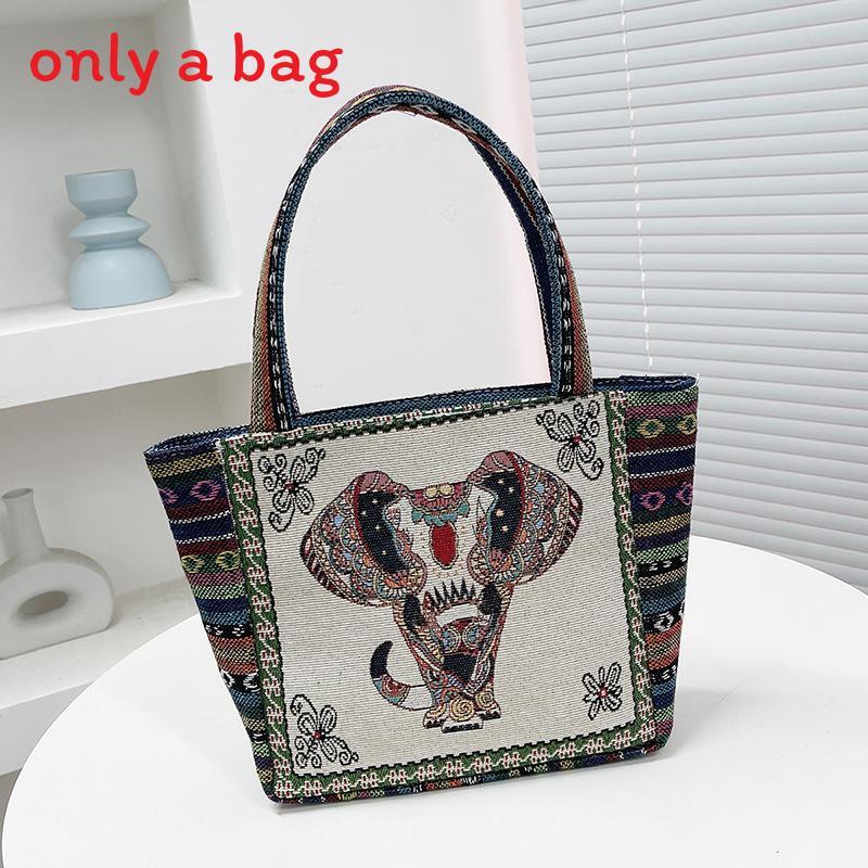 Ethnic Embroidered Handbag For Women With Canvas Material And Zipper Closure For Daily Use