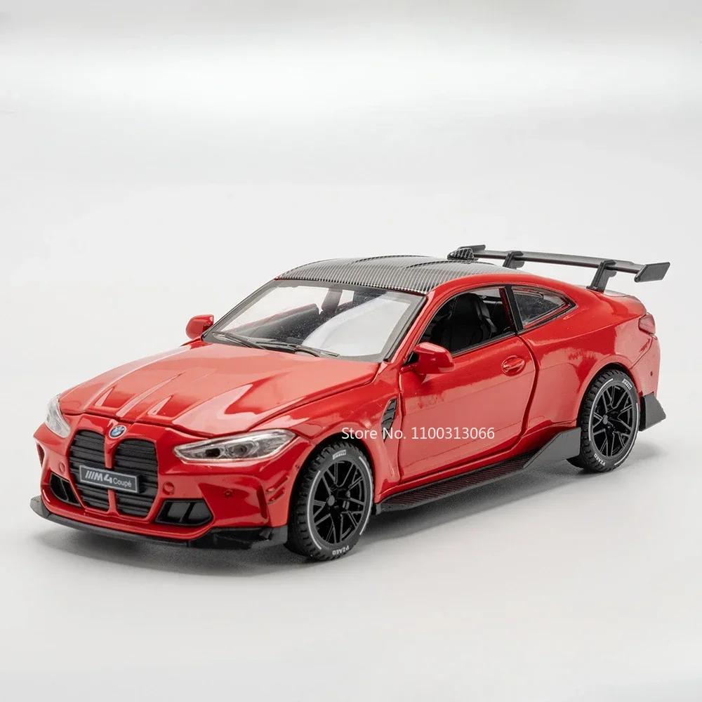 1:32 Metal M4 Police Cars Toy Models Rubber Tire Pull Back Vehicle Light Music Sports Car Miniature Toys Boyfriend Birthday Gift