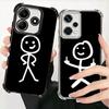 Funny Stickman Matchman Plating Phone Case For Xiaomi Redmi Note 14 15 Pro Plus 13 12 11 11S 11T 10 9S 9 5G Anti-Fall Airabag Co