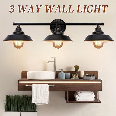3-Licht Wandleuchte Industrie-Wandleuchte für Innenräume Badezimmer-Waschtischleuchte Vintage-Nachttisch-Wandleuchte mit Antique-Wandmontage
