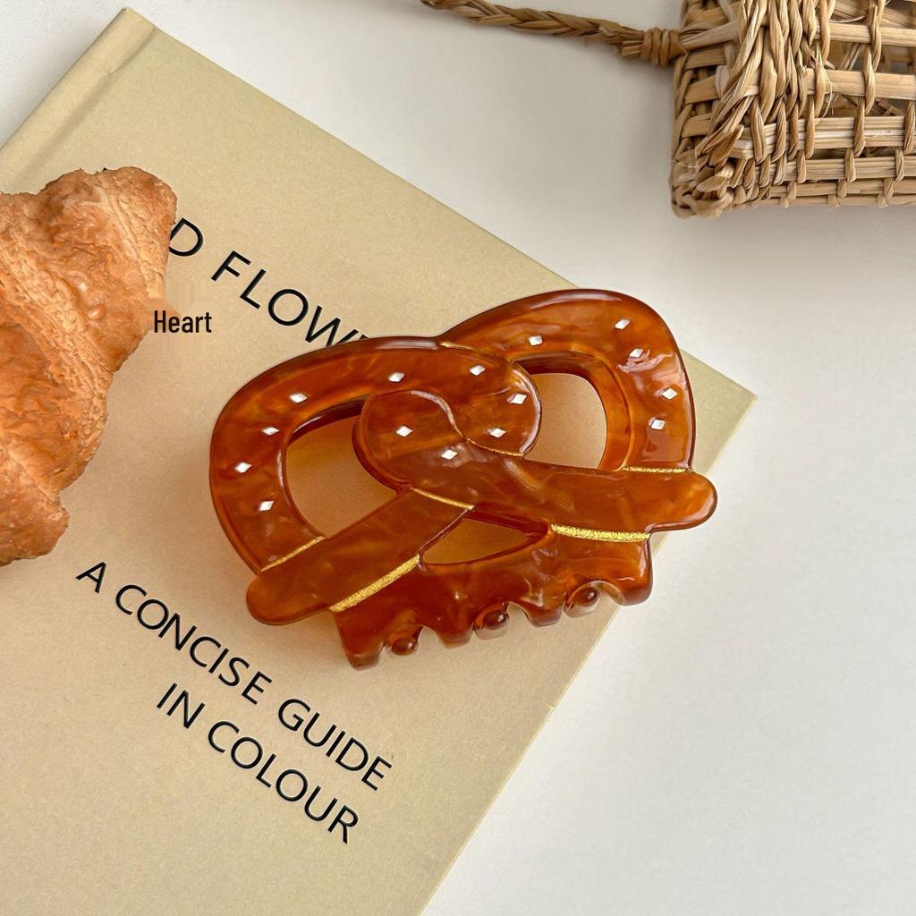 Butterfly Ring Acetate Hair Claw Clip - Retro Croissant Style (Zhou Yutong Inspired)