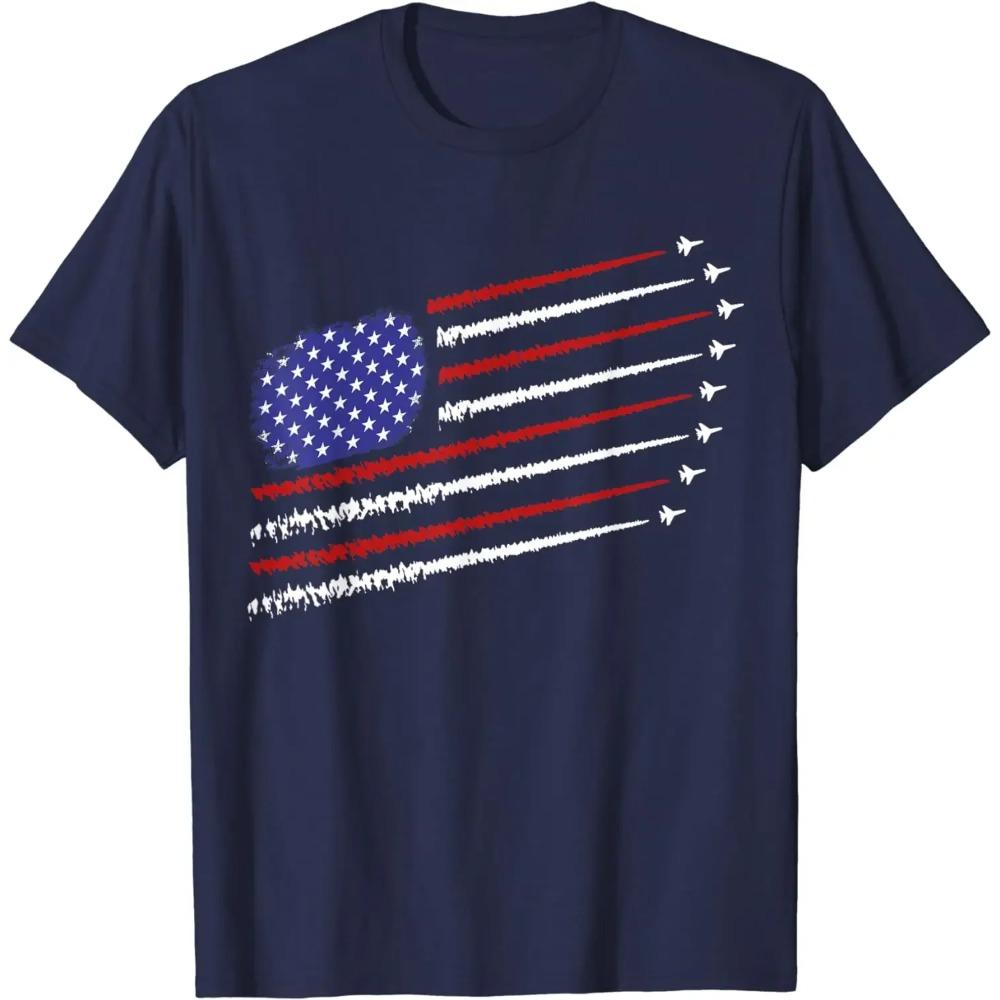 Fighter Jets with USA American Flag 4th of July Celebration T-Shirt
