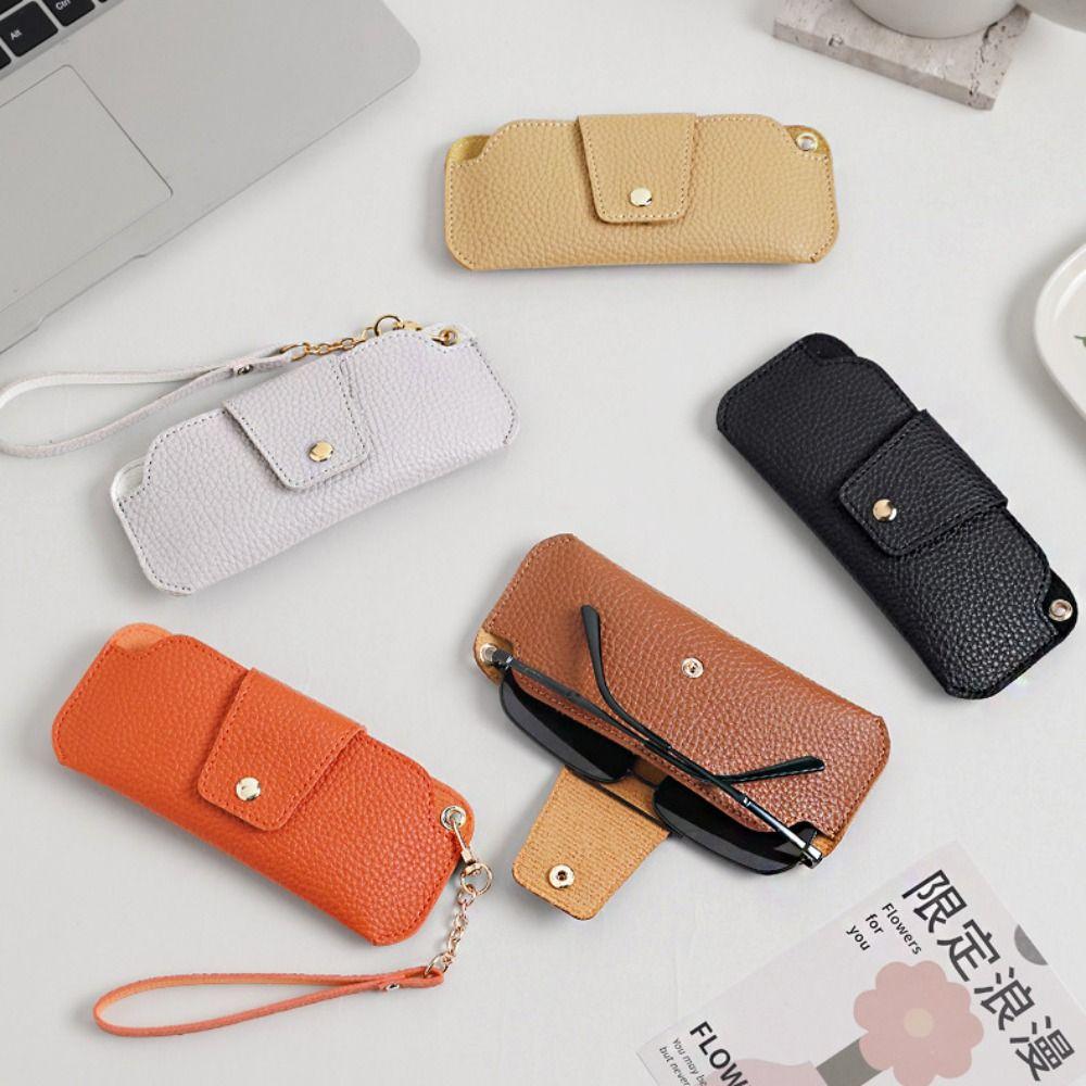 Portable Pu Leather Glasses Bag With Lanyard Sunglasses Eyeglass Bag Glasses Storage Bag Outdoor
