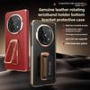 Luxury Magnetic Electroplated Genuine Cowhide Leather Case for OPPO Find N5 Axis Rotary Alloy Wrist Strap Bracket Hard Shell