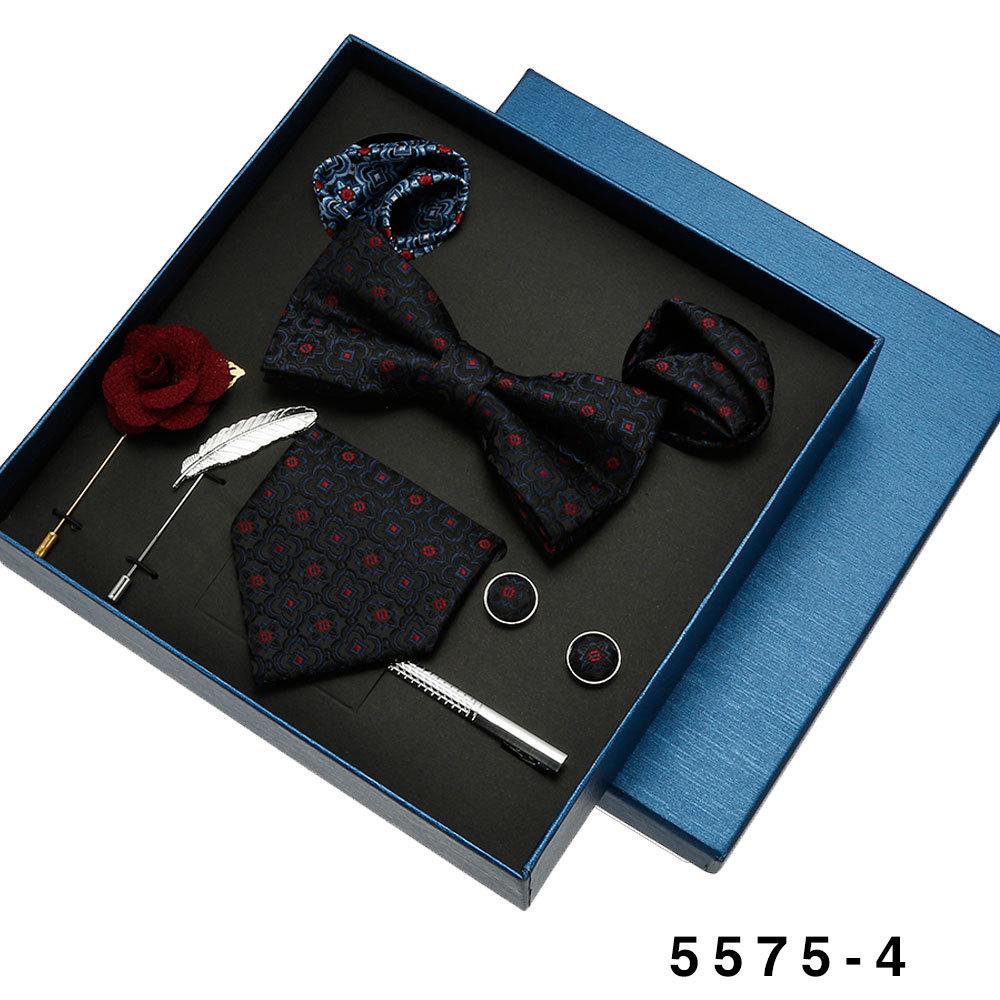 Men's Formal Tie & Pocket Square Eight-Piece Gift Set - High-End Wedding & Business 