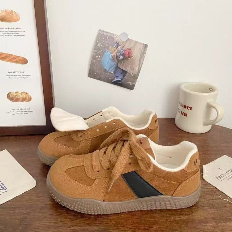 Ugly cute German training velvet warm two cotton shoes autumn and winter dopamine retro casual board shoes slippers