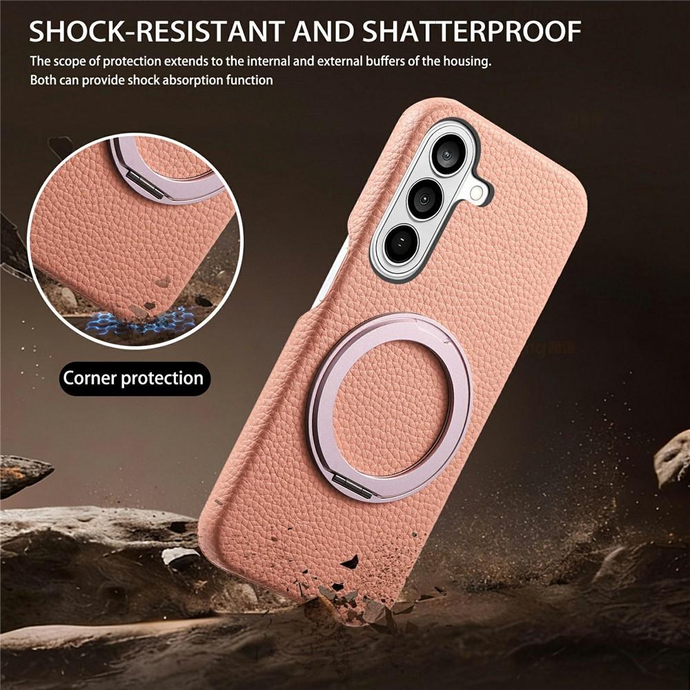 Case for Galaxy S26 - PC+Leather/PU, Pink, With Stand