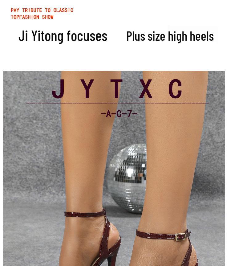 2025 Large Size Women's Pointed Toe Strap Sandals with Thin Heels - European & American Style, Size 43