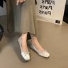 Flat Shoes Women's One-pedal Single Shoes New Spring Light-mouth Laden Shoes Mary Jane Silver Shoes