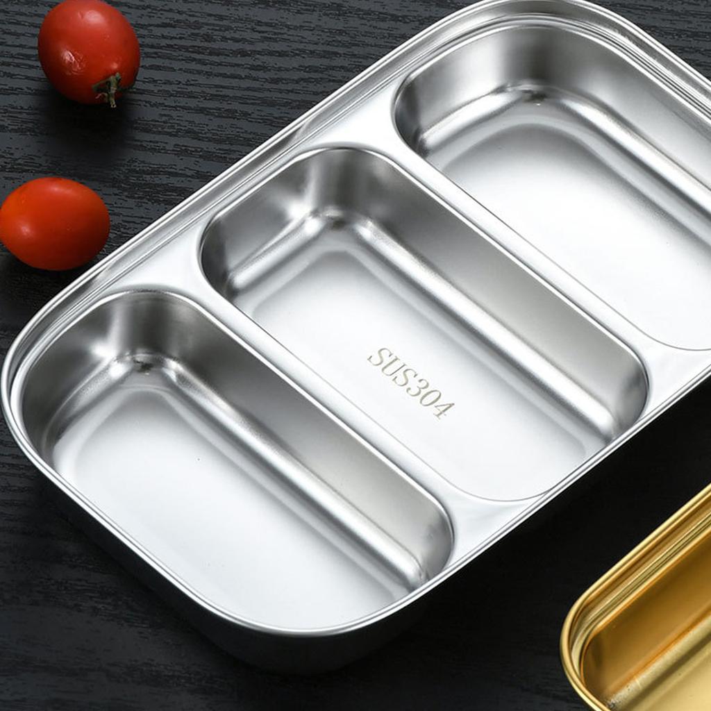 304 Stainless Steel Divided Plate with Multiple Sections Ideal for Family Meals School Lunches and Office Bento