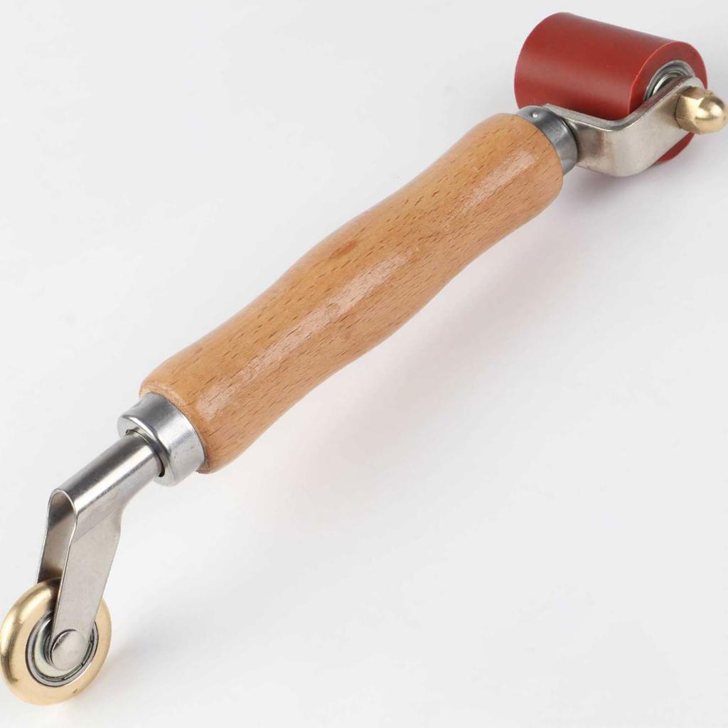 Upgrades Welding And Sealing Tool Rubber Pressure Roller with Wood Handle Pressure Roller Tool for Enhances Comfort