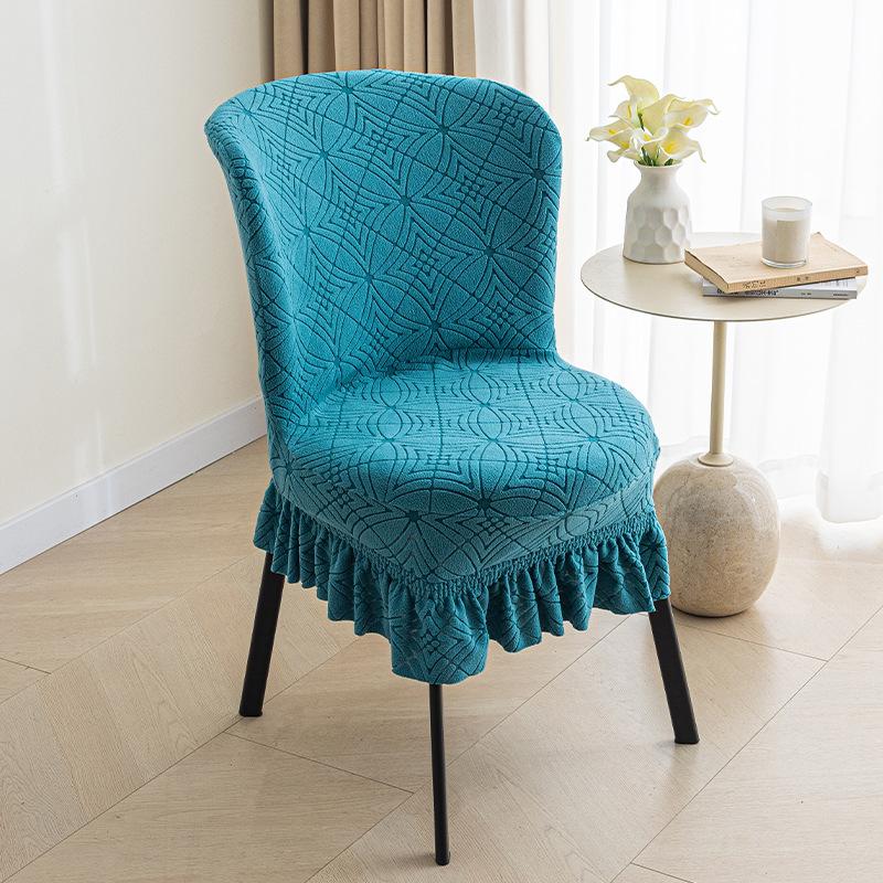 Modern Simple Circular Arc Lattice Fleece Elastic Round Seat Cushion Cover, Chair Cover, Restaurant Thickened Backrest Integrated