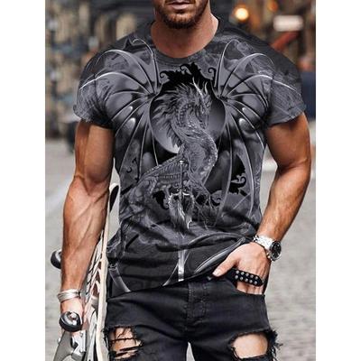 3D Dragon Print Fashion Men's T-shirt Daily Casual Mens Short Sleeve Summer Outdoor Street Men's Top Fitness Sports Men's Tee