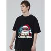 Christmas T-Shirt Black Santa Claus with Sunglasses and Merry Christmas Text Holiday Party Wear