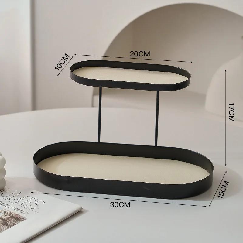 Perfume Double Layer Oval Metal Showcase Storage Rack Versatile Organizer for Cosmetics Jewelry Keys Living Room Bathroom