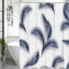 Blue Feather Shower Curtain, Bathroom Decorative Shower Curtain, Waterproof Shower Curtain with Hooks