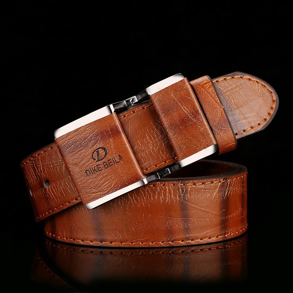 Mens PU Leather Belt Snap-On Buckle Solid Strap Ceinture 4 Colors Jeans Belts