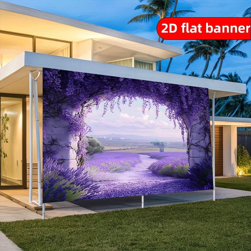 1pc Purple Vine Lavender Field Arched Background Banner Party Background Decoration Banner