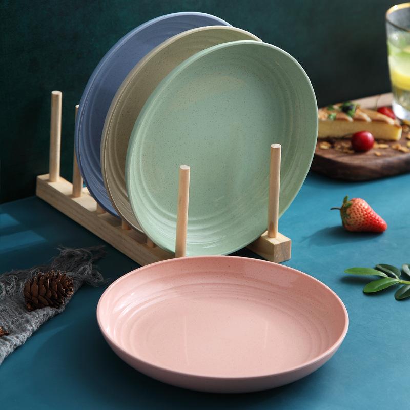 Nordic Wheat Straw Plate Fruit Plate Vegetable Plate Plastic Spitting Bone Plate Dried Fruit Plate Tableware Large Plate