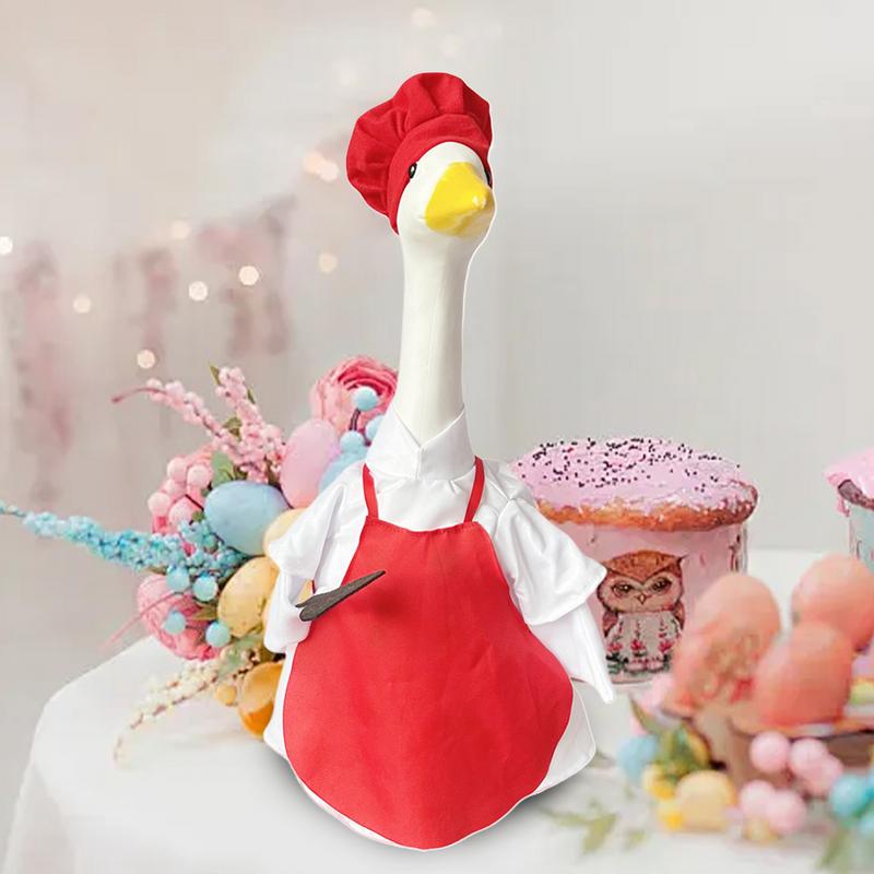 Chef Geese Costume Outdoor Geese Dress Patio Art Decoration Cartoon Chef Outfit Garden Statue Decoration For Spring Lawn Yard