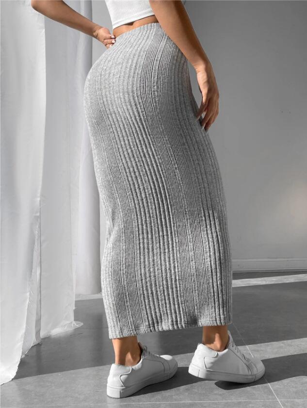 Cross2025 Fall High-Waisted Knit Skirt Pants