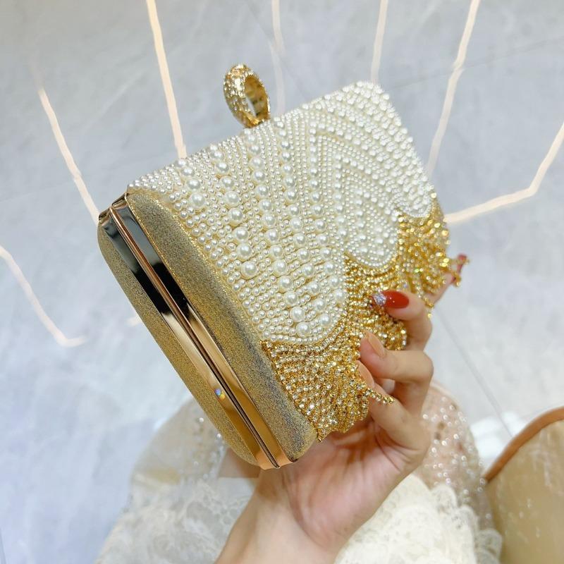 Pearl Water Diamond Dinner Bag Tassel Clutch Crossbody Single-shoulder Handbag