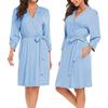 Soft Cotton Women's Kimono Robe - Bathrobe & Loungewear Sleepwear