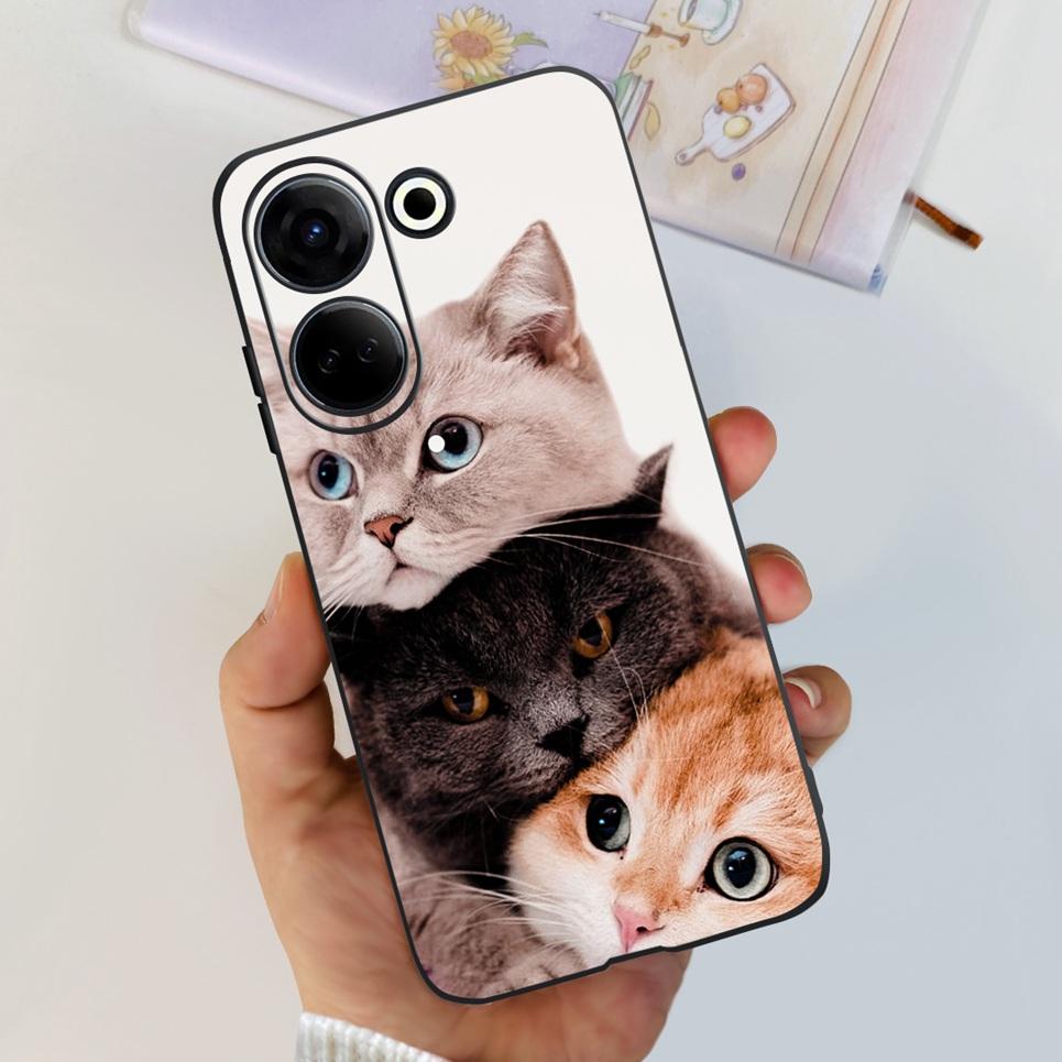 For Tecno Camon 20 Pro 4G 5G Case Cute Cat Cartoon Love Heart Liquid Silicone Shell For Tecno Camon 20 Premier Camon20 4G Funda