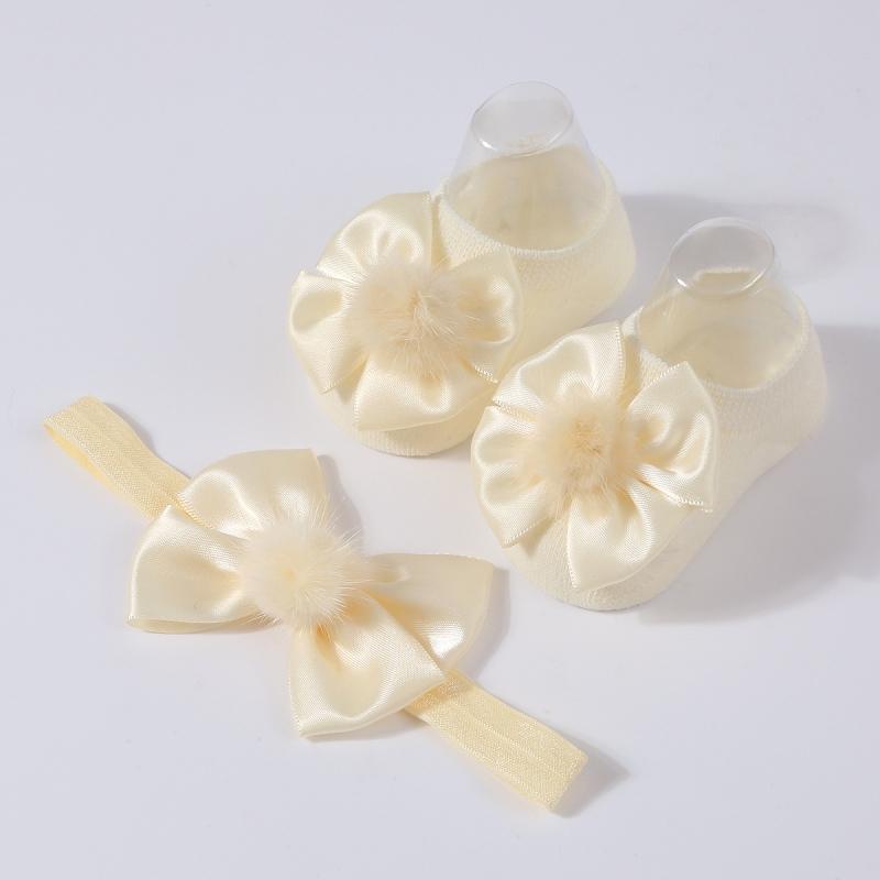 

Детские носки принцессы для девочки с повязкой на голову, плюшевые носки с бантом, однотонные детские носки M