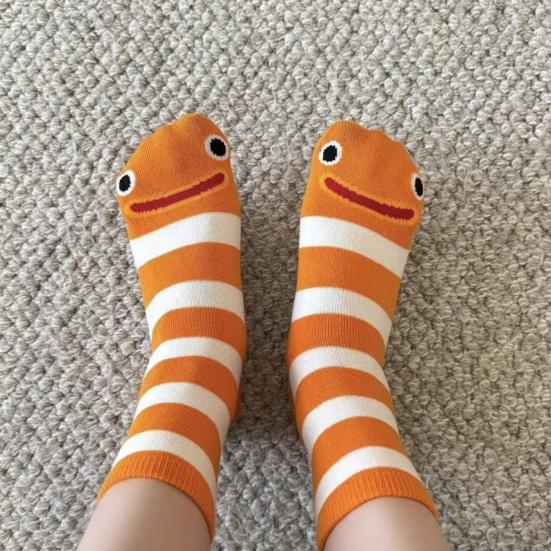 1 Pair Garden Eel Striped Mid-calf Socks Moisture Wicking Breathable Cotton Casual Socks Men Women Stretch Sports Crew Socks