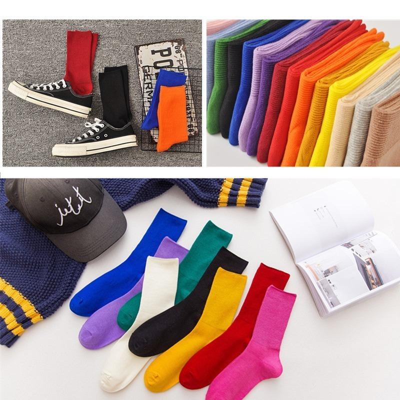 5 Pairs Socks Women's Spring and Summer Cotton Socks Mid-calf Socks College Style Tide Personality Versatile Double Needle Long Tube Stacked Socks