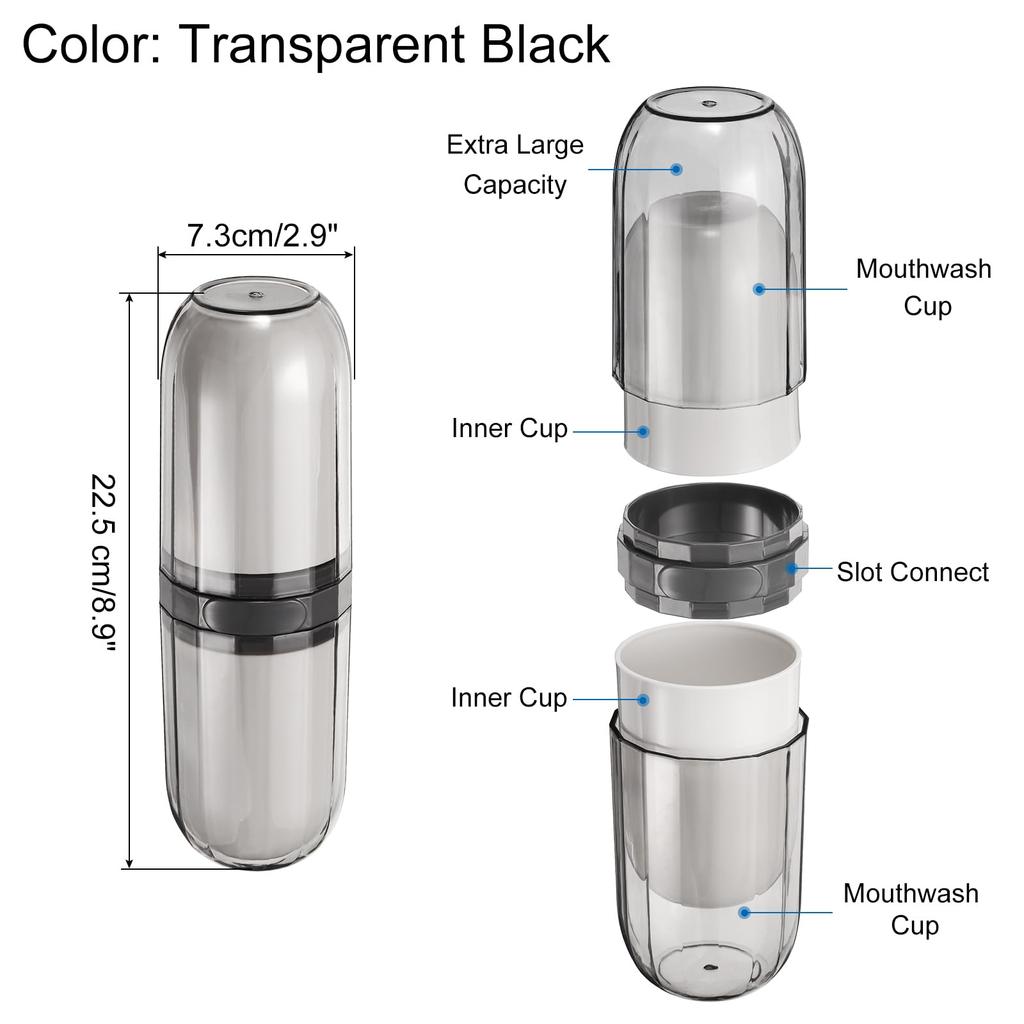 uxcell Travel Toothbrush Case with 4 Cups, Portable Toothbrush Holder with Cover, Plastic Toothbrush Storage Container for Travel, Business, and