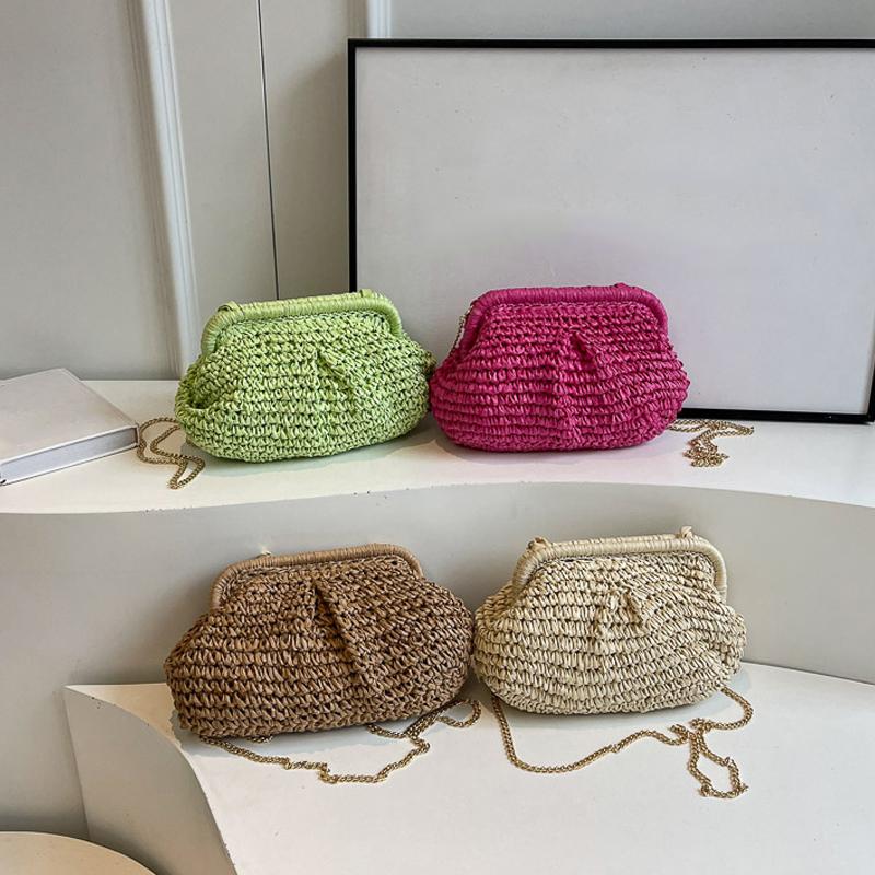 Summer New Straw Weaving Crossbody Bag Fashionable and Casual Shell Bag Women's Shoulder Bag