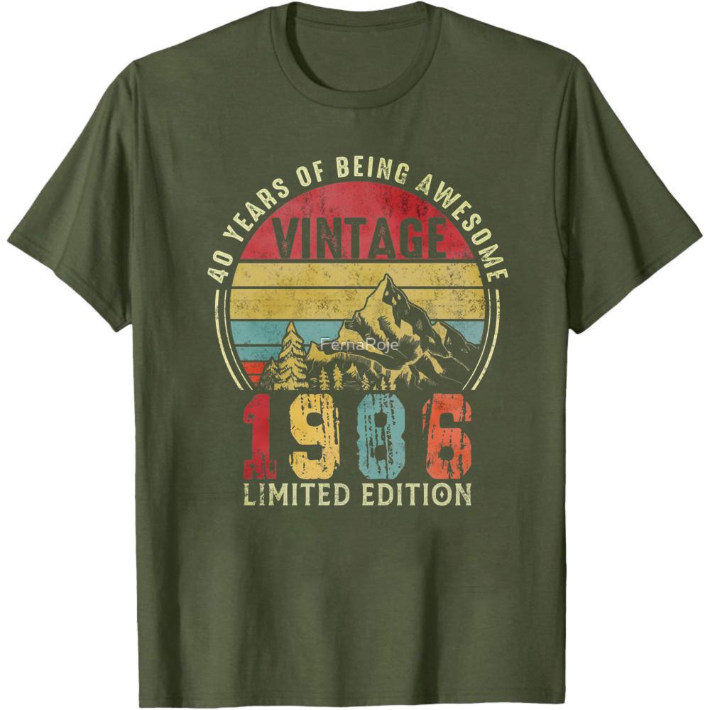 Vintage 1986 40 Years Of Being Awesome Limited Edition Summer Men TShirt Retro Style Birthday Gift For Men 1986 Born Party Wear