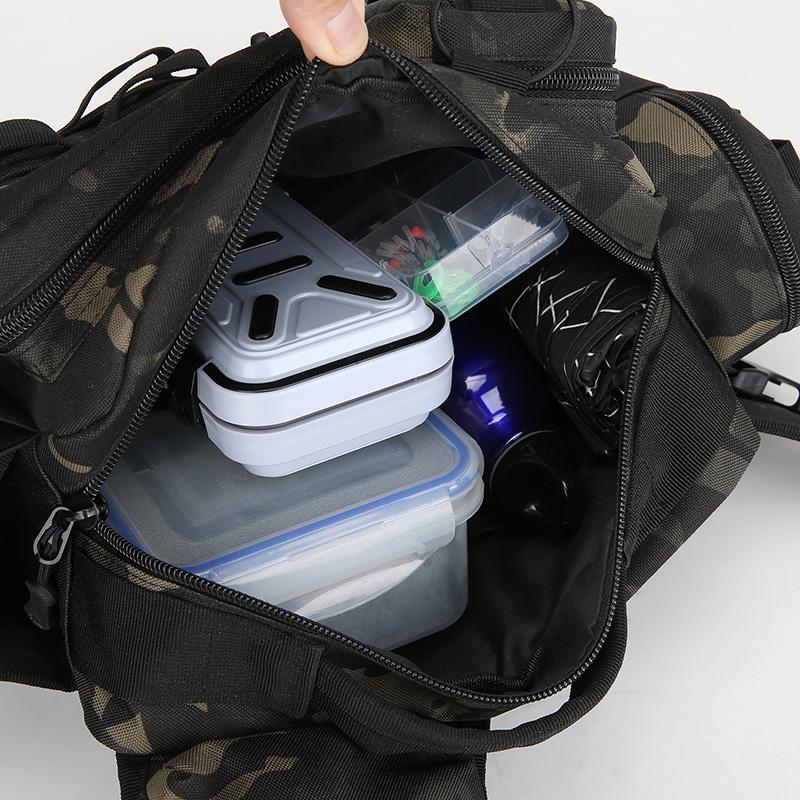 Fishing Tackle Backpack Lure Box Gear Storage Bag Fanny Pack for Men Fly Fishing Backpack with Rod Holder Sling Shoulder Bag